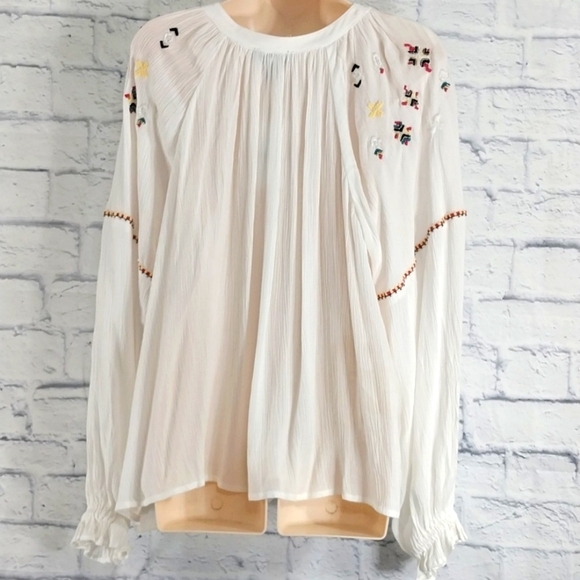 NWT Jessica Simpson Top Beaded Embroidered Peasant Boho  Sz 1X - Picture 6 of 8